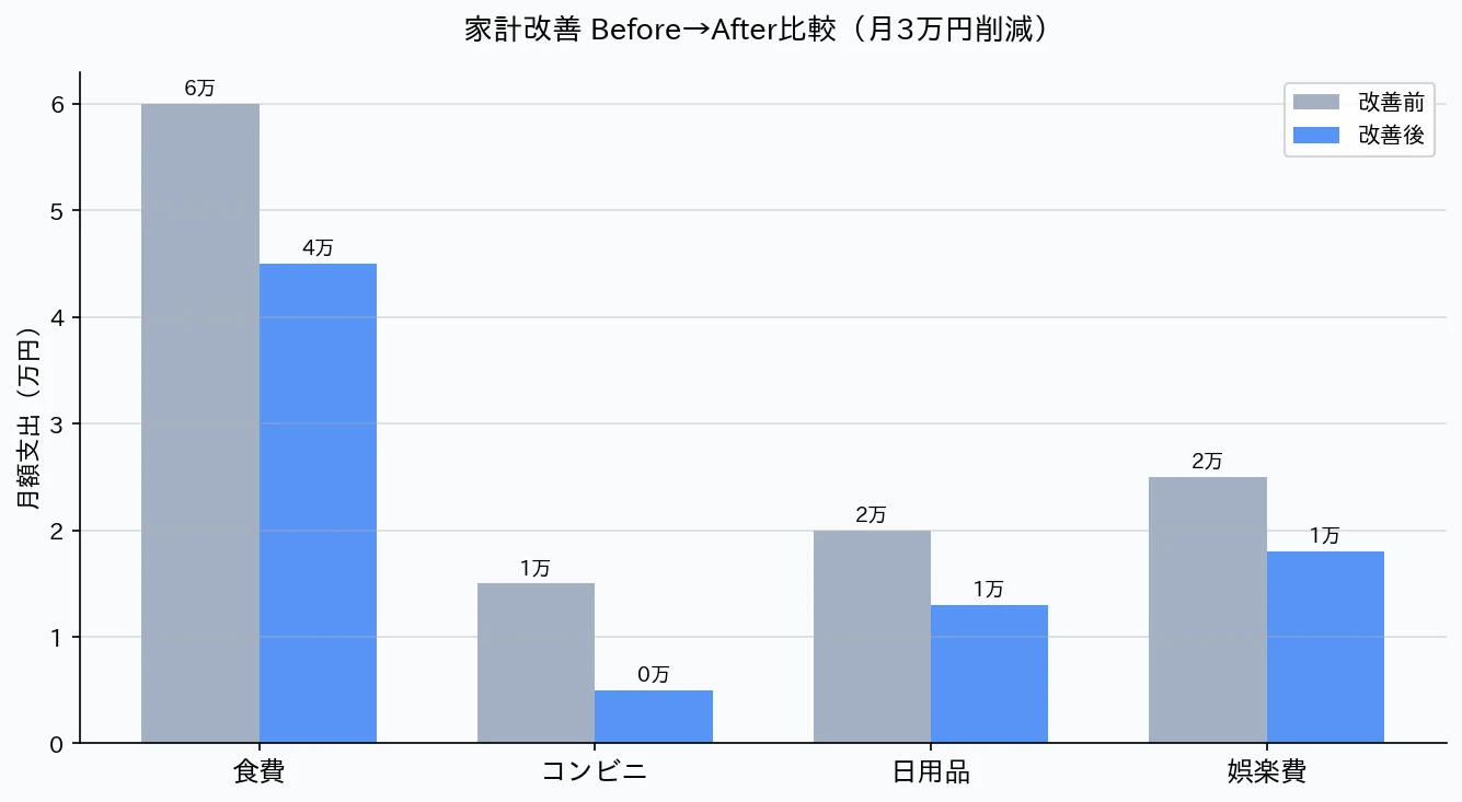 家計改善 Before→After比較グラフ